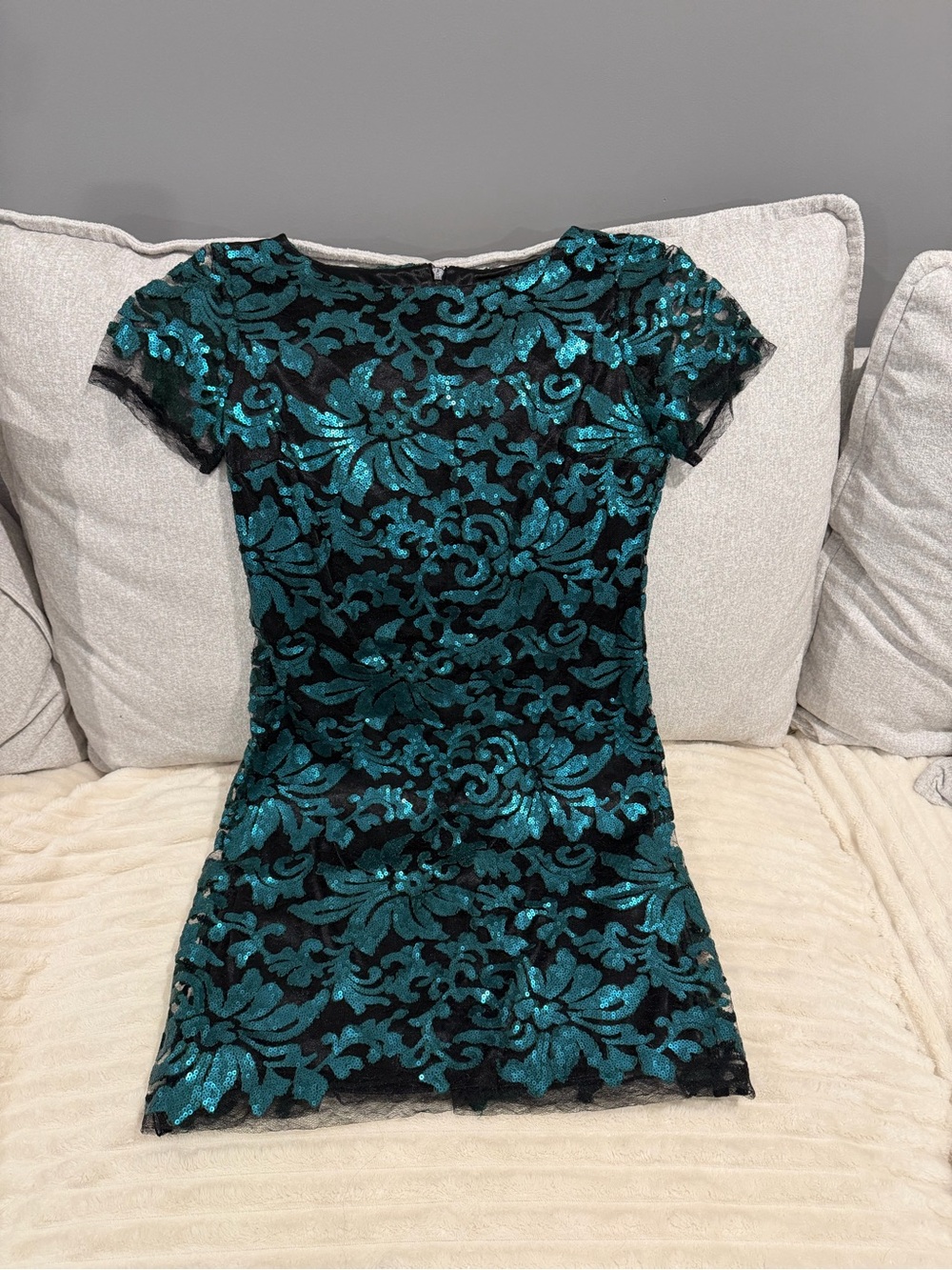 Jax Teal and Black Sequin Mini Dress